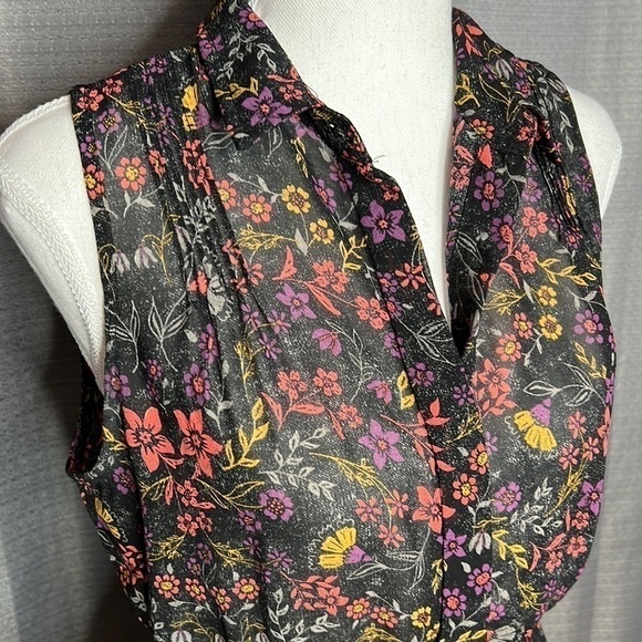 AMERICAN RAG SMALL FLORAL SLEEVELESS MIDI SHEER DRESS - Picture 4 of 11